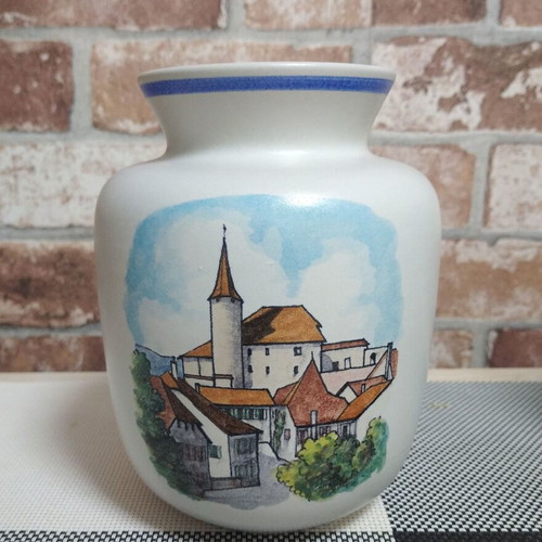 Vintage Yverdon ceramic vase handpainted, like new