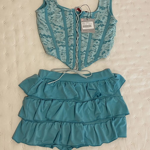 Marmalady set shorts-skirt top new, blue, size 35