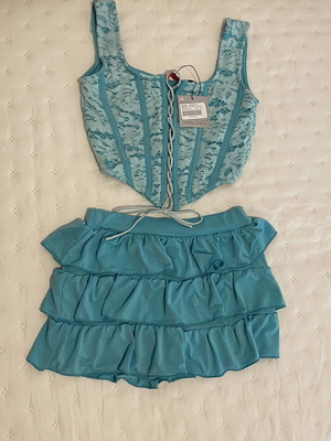 Marmalady set shorts-skirt top new, blue, size 35