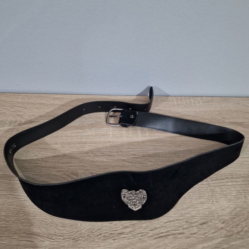 Vintage Trachten velvet women belt 100 cm new, black and silver