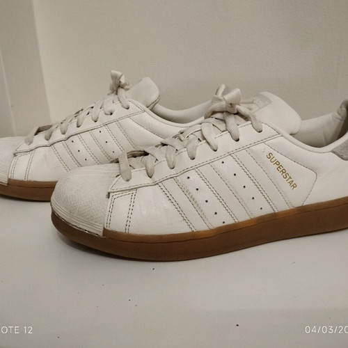 Adidas Superstar used white and grey athletic shoes size 41 and 1/3