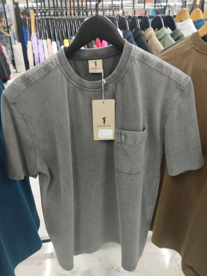 Men's College T-shirt with Pocket Grey New, 98% Cotton