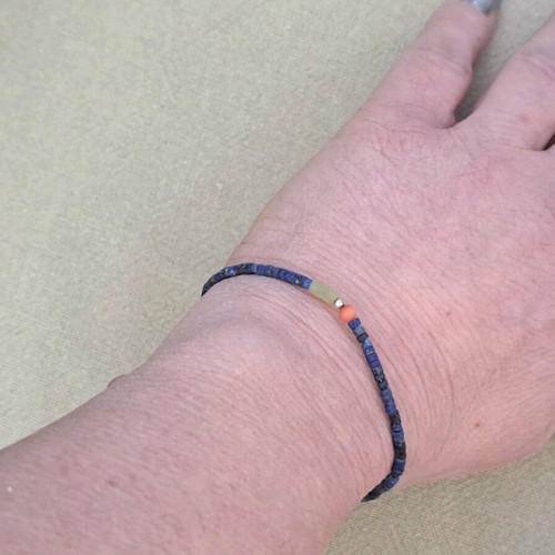 Lapis Lazuli Bracelet like new, minimal silver and natural stones