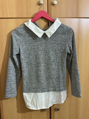 Pullover with shirt effect new, size M, gray