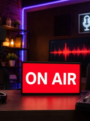 On Air Lighted Sign like new, LED for podcast and studio
