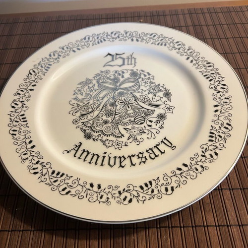 Anniversary plate for 25th wedding porcelain Japan 26 cm like new