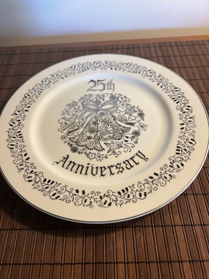 Anniversary plate for 25th wedding porcelain Japan 26 cm like new