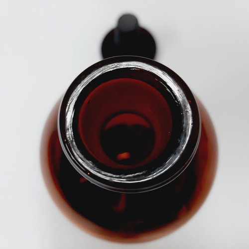 Amber laboratory bottle with stopper like new, 15 cm