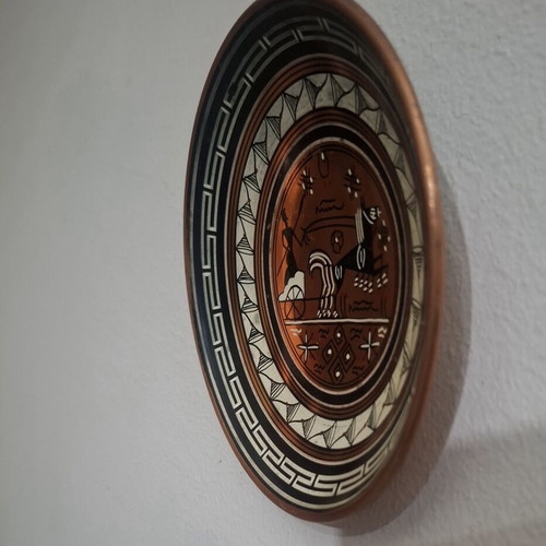 Vintage copper decorative wall plates set of 2, hand made in Greece