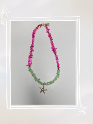 Parasol handmade necklace fuchsia green
