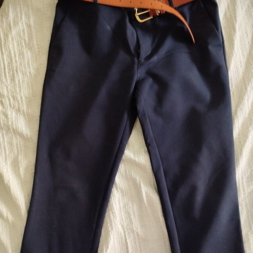 Stradivarius women's viscose pants with belt blue like new, size M