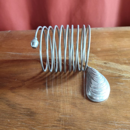 Vintage Metal Spiral Letter Holder with Shell and Acorn