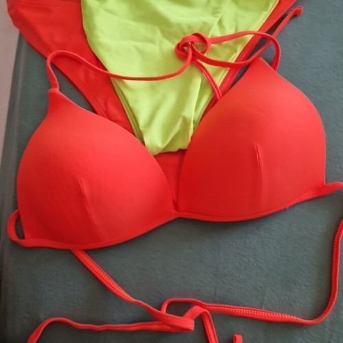 Swimwear set like new, orange, with extra bottom piece