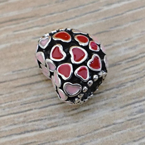 Silver charm hearts with enamel like new