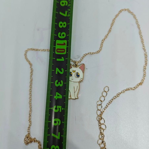 Sailor Moon Artemis White Cat Necklace with Gold Chain like new