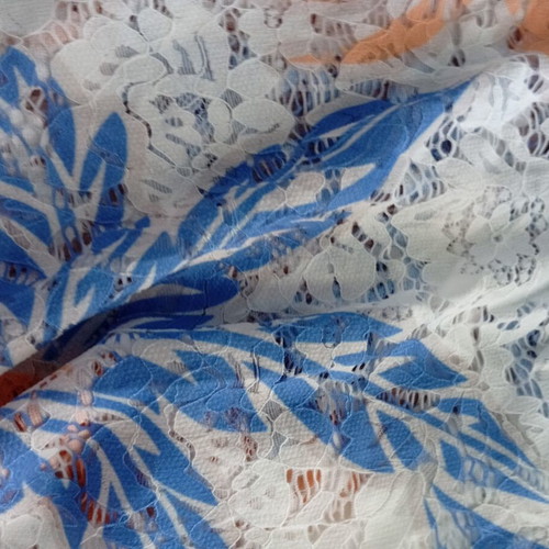 Lace blouse like new, blue and orange