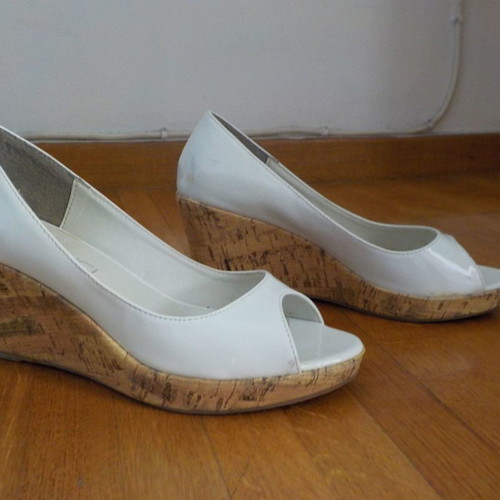 Sedici white platform shoes used, 9 cm heel, size 37