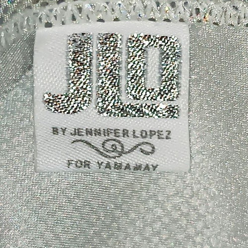 JLO strapless top silver like new, lamé, rhinestone