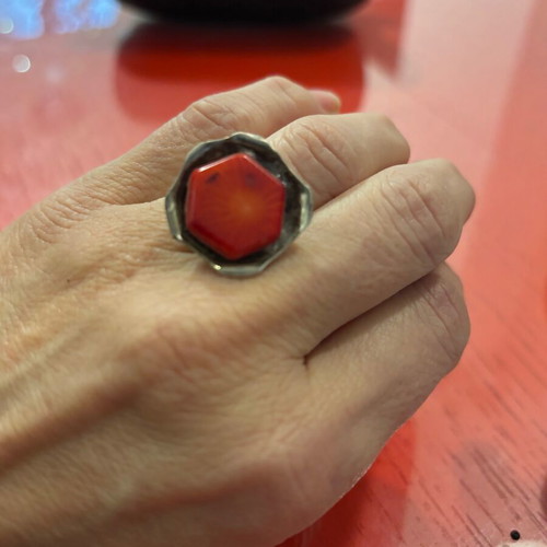 Silver ring with red stone!