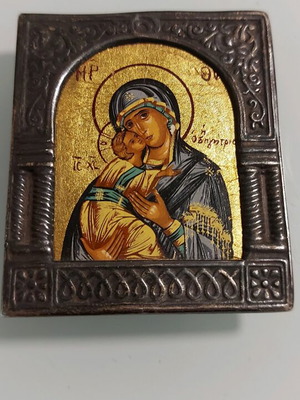 Silver icon like new, small size 7×6 cm, early 1900s