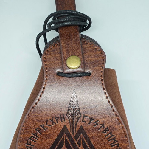 Leather Belt Pouch new with Valknut symbol and Scandinavian Runes