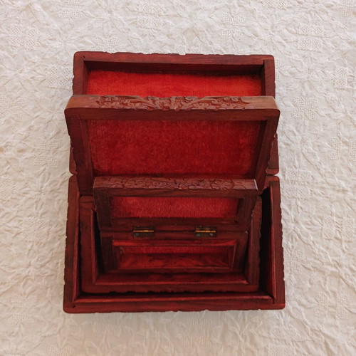 Set of 3 handmade woodcarved boxes from rosewood with velvet lining