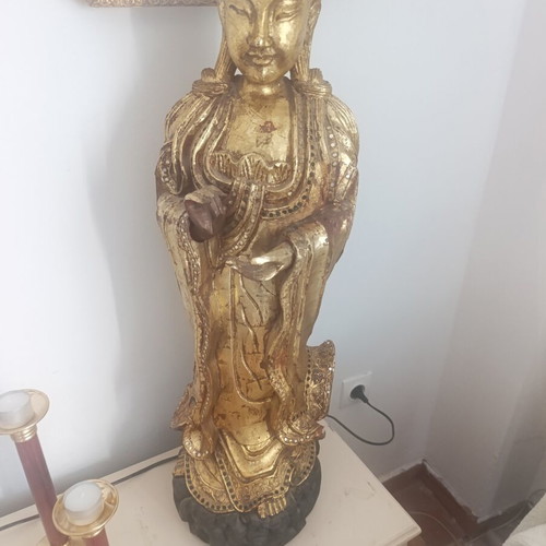 Guanyin Wooden Gilded Statue 80cm used, vintage