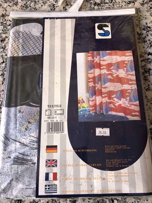 Textile shower curtain like new 180x200 black