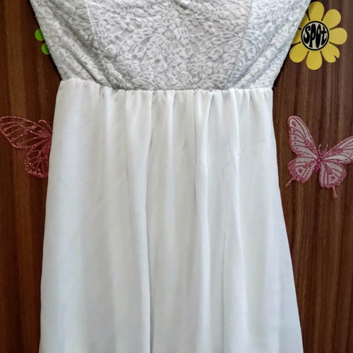 White mini dress small/medium like new with lace bust