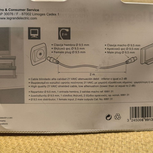 Legrand 2m antenna cable new