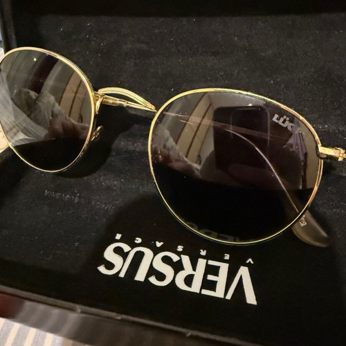 LUK sunglasses used with Versace case, black and gold