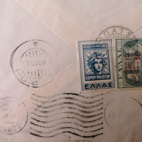 Andros small correspondence used, letters, envelopes, stamps, and seals from 1949