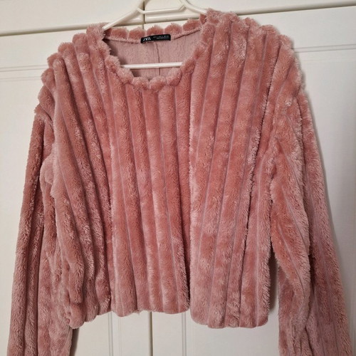Zara blouse used, fluffy, pink, size S