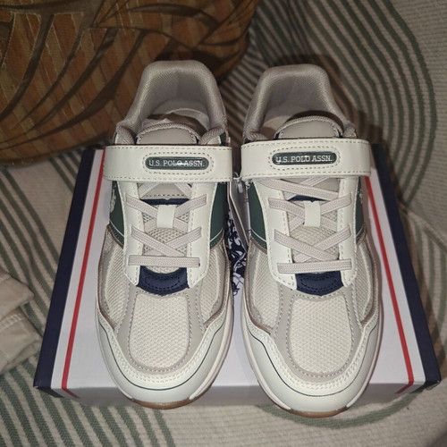 U.S. Polo Assn. Supole 5FX athletic shoes new, size 35, beige multicolor