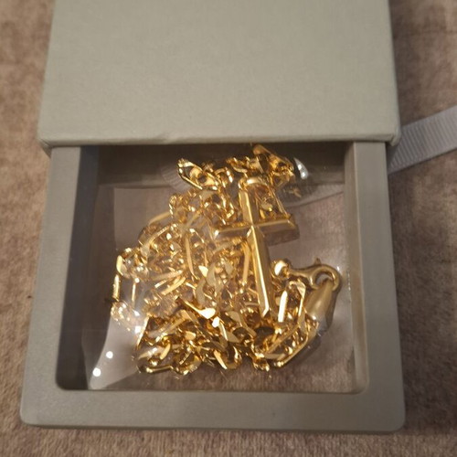 Cross Silver 925 gold plated 18K new, 21g, 60.9cm chain