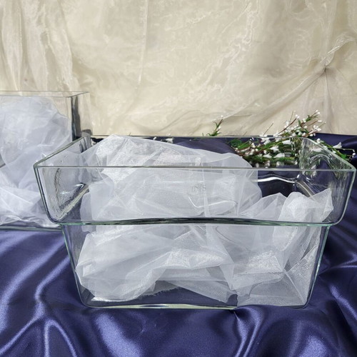Rectangular Glass Vase Bowl IN'S like new, handmade in Poland