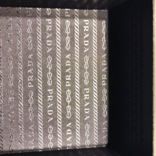Prada luxury box with hard case and gold stamping, new