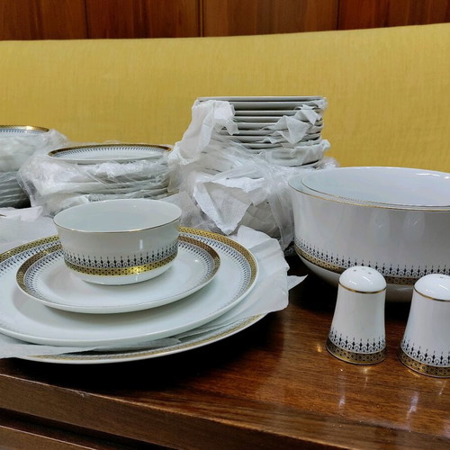 Vintage authentic Ionian serving set 82 pieces like new with gold design