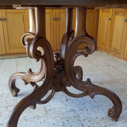 Old walnut table used with carved legs