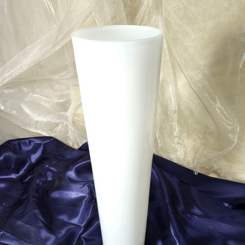 Large glass floor vase 70cm like new, minimal white opal