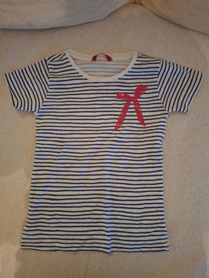 Summer blouse for girl like new, size 134-140 cm, white and blue