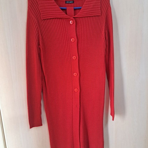 Women's cardigan new, red, long, elastic size M