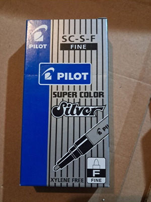 Pilot Silver Permanent Markers Fine Tip Pack of 12 New