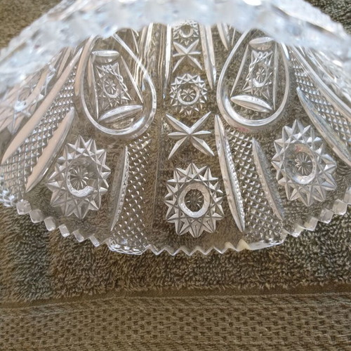 Crystal trumpet vase from Bohemian crystal, like new, engraved