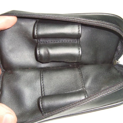 Big Ben pipe case for two pipes and tobacco, like new, genuine leather