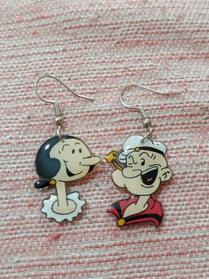 Handmade Popeye and Olive Earrings new, hand-painted