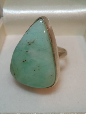 Silver-plated ring with genuine turquoise stone used