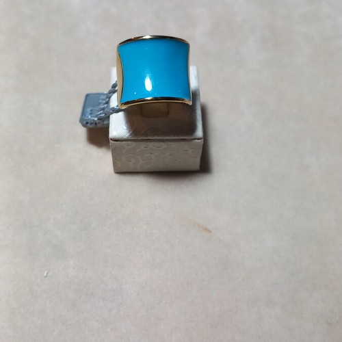 Loisir stainless steel ring with blue enamel, size 58, new