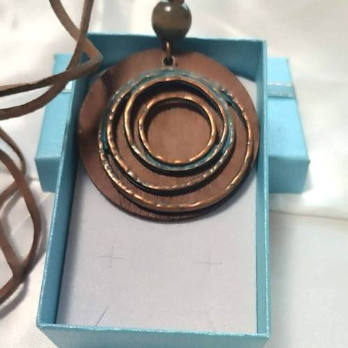 Boho style earrings and pendant set new in blue turquoise and bronze