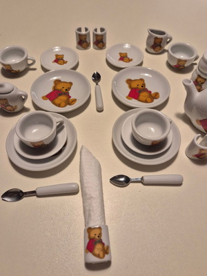 Porcelain miniature toy tea set used